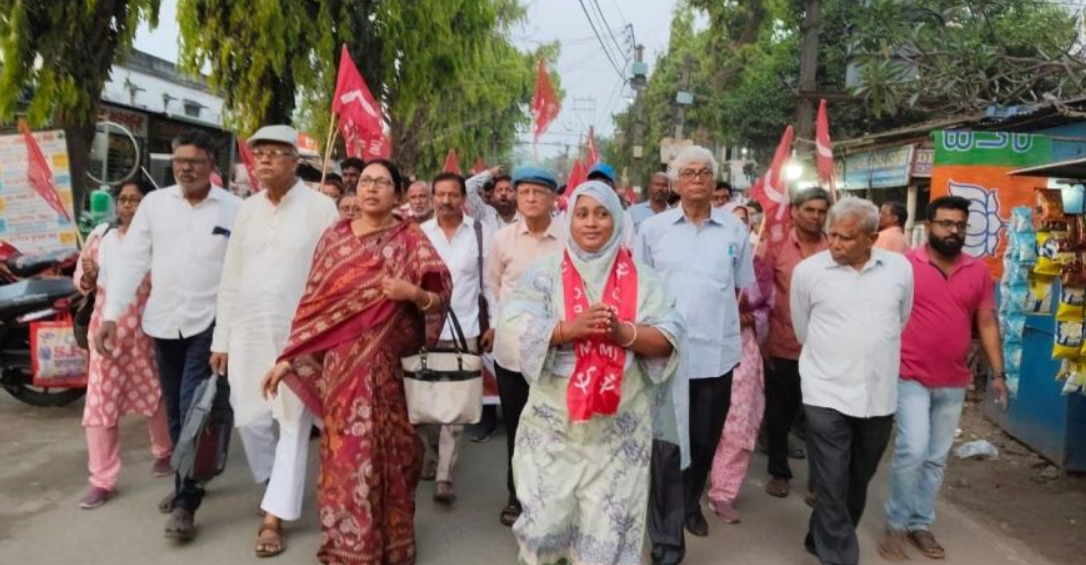 Sabina Yasmin campaigning as CPIM candidate in Kaliaganj
