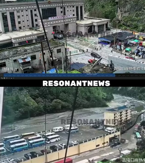Gyirong Port,China moments before the mudslide