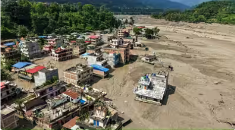 A drone view of devastation by Bhotekoshi river